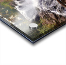 Waterfall and Red Flowers Acrylic print