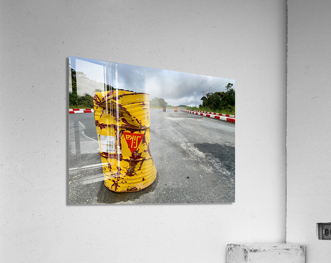 Yellow Barrell on the Road Acrylic Print