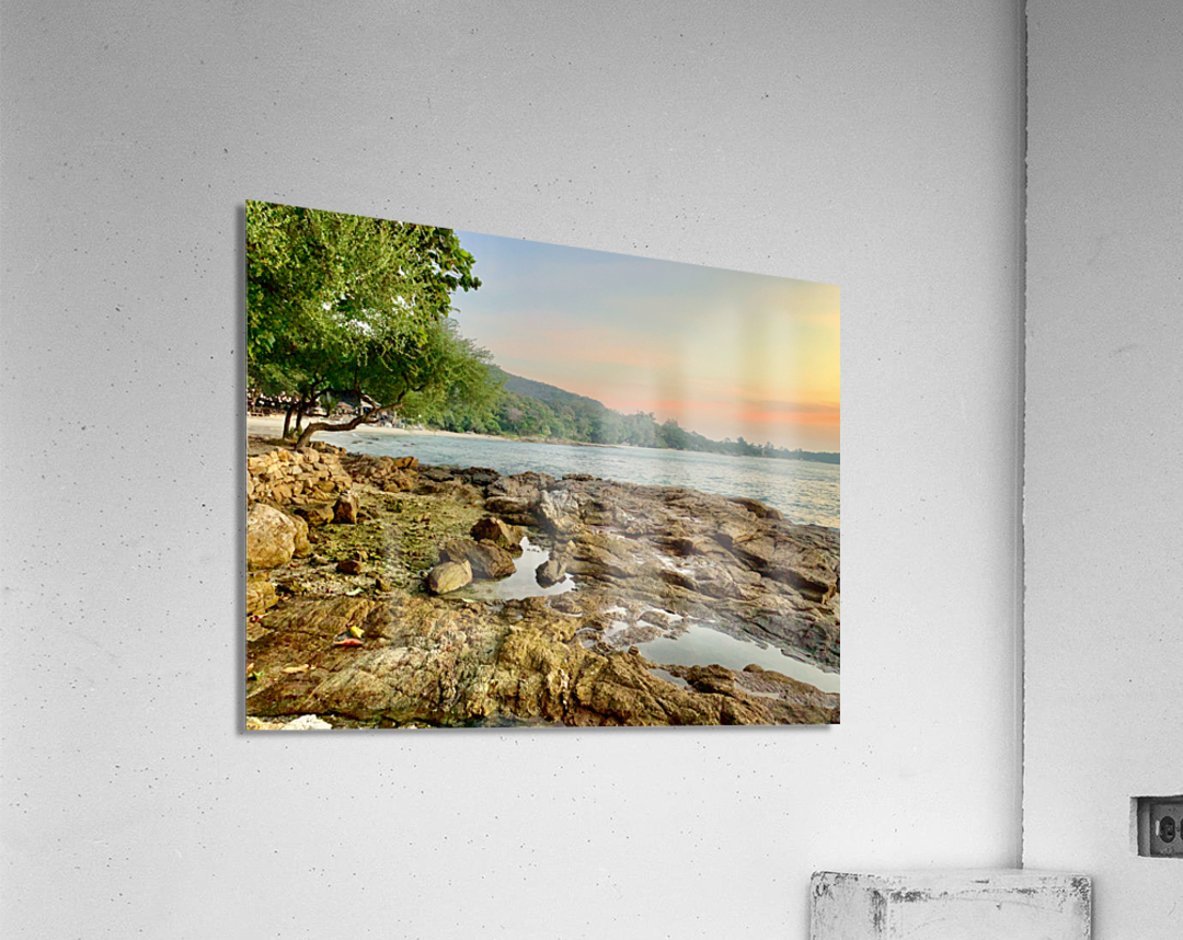 Rocky Beach at Sunset Acrylic Print