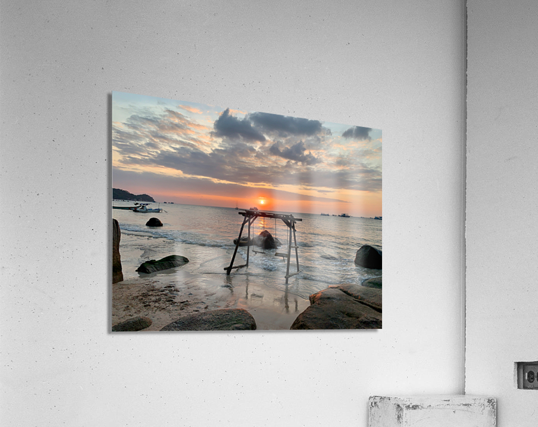 Sunset Swing on the Beach Acrylic Print