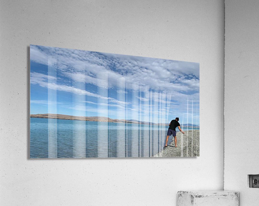 Rock Throwing on the Lake Acrylic Print