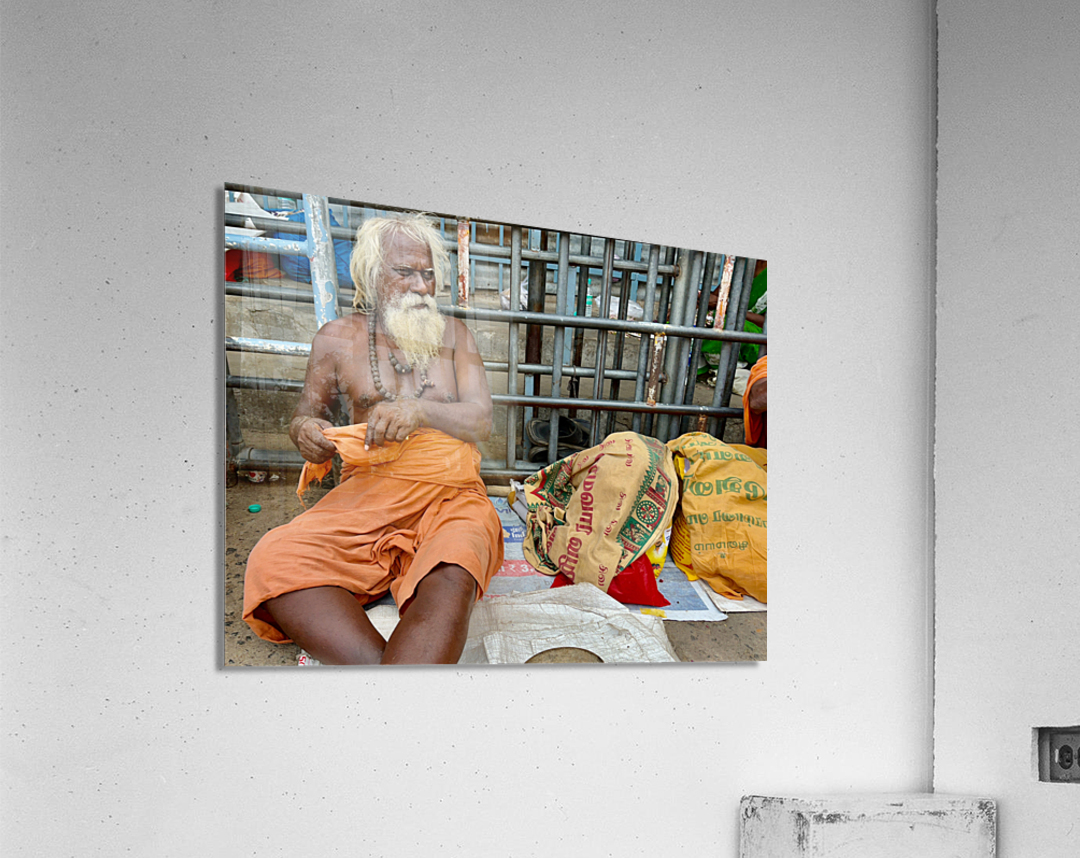Man Sitting by the Temple Acrylic Print