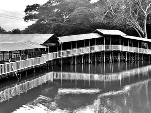 BW Covered Bridge Reflections