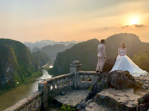 Beautiful Newlyweds at Hang Mua Cave Vietnam 1