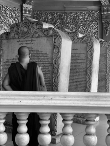 Monk Reading Stone Writings