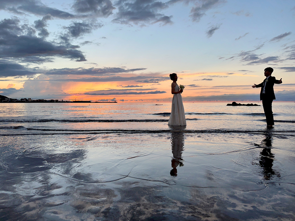 Newlyweds Sunset Beach Jeju South Korea 4 Print