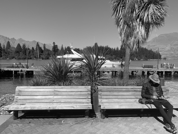 BW Reading on Twin Benches Print