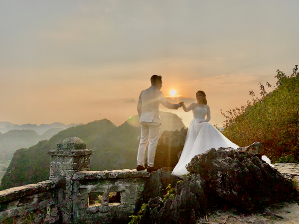 Beautiful Newlyweds at Hang Mua Cave Vietnam 2 Print