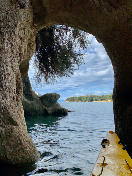 Kayaking Out of a Cave Print