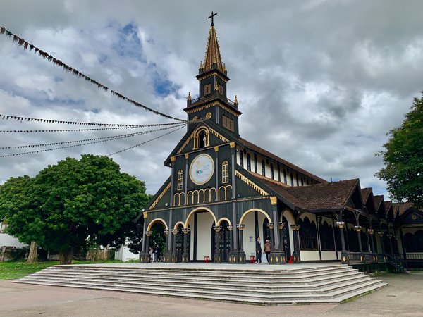 Saint Marys Black Wooden Cathedral of Kon Tum Print