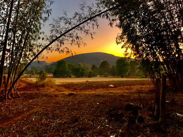 Sunset Behind the Mountain Print