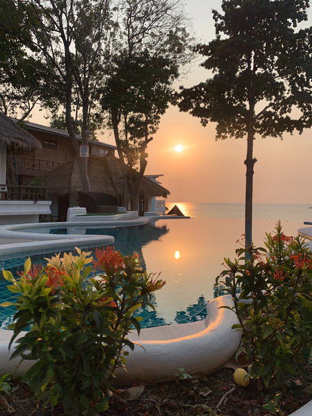 Sunset Reflection in the Pool Print