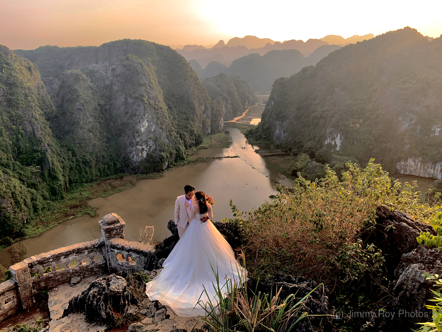 Beautiful Newlyweds at Hang Mua Cave Vietnam 3  Print