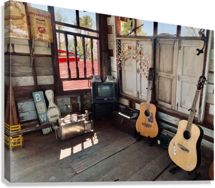 Guitars and TV Canvas Print