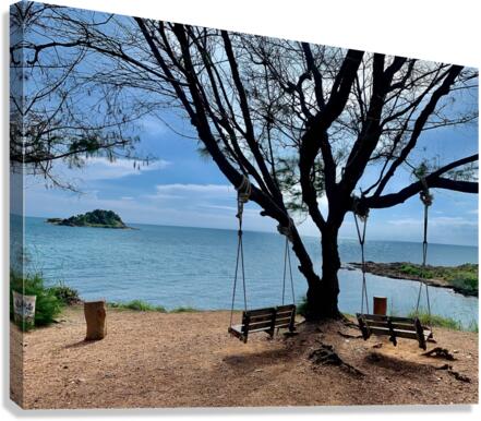 Swings by the Ocean Canvas Print