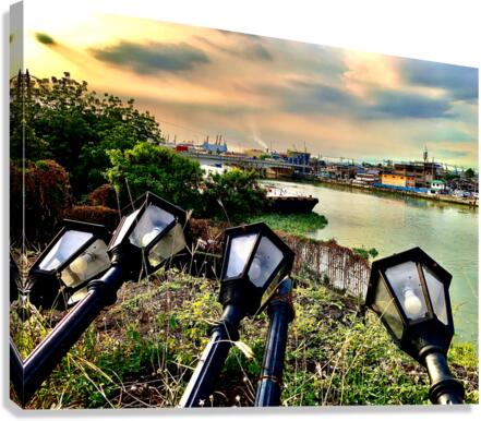 Falling Lamp posts  for the Sunset Canvas Print