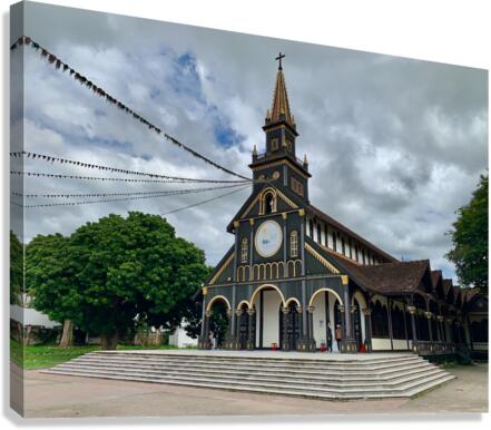 Saint Marys Black Wooden Cathedral of Kon Tum Canvas Print