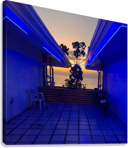 Blue Neon Sunset Canvas Print