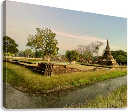 Temple by the Stream Canvas Print