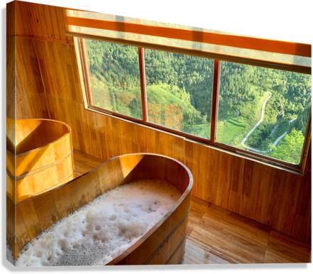 Wooden Bath with a View Canvas Print