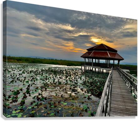 Gazebo on the Lake at Sunset Canvas Print