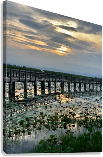 Amazing Walkway on the Lake During Sunset Canvas Print