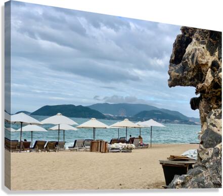 Long Chairs on the Beach Canvas Print