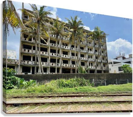 Abandoned Building with Palm Trees Canvas Print