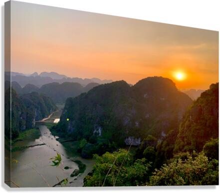 Dam Sen Hang Mua Viewpoint at Sunset Canvas Print