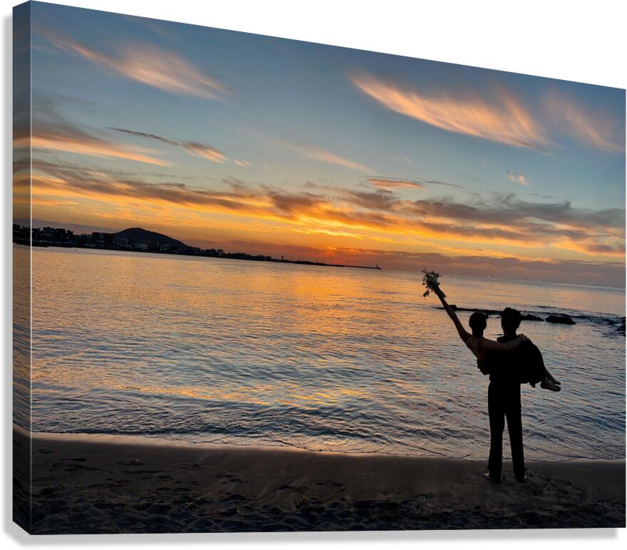 Newlyweds Sunset Beach Jeju South Korea 2 Canvas Print