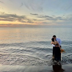 Newlyweds Sunset Beach Jeju South Korea 3