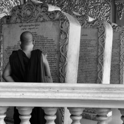 Monk Reading Stone Writings