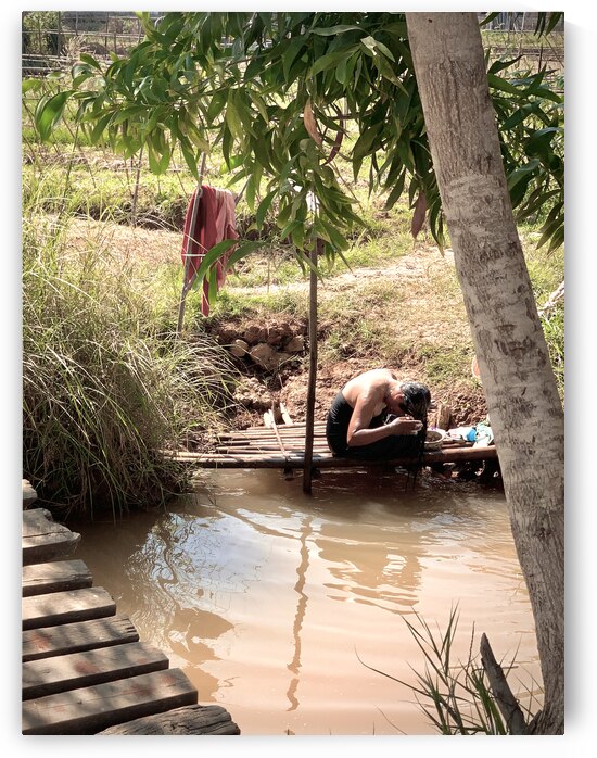 Lady Washing her Hair in the River by Jimmy Roy Photos