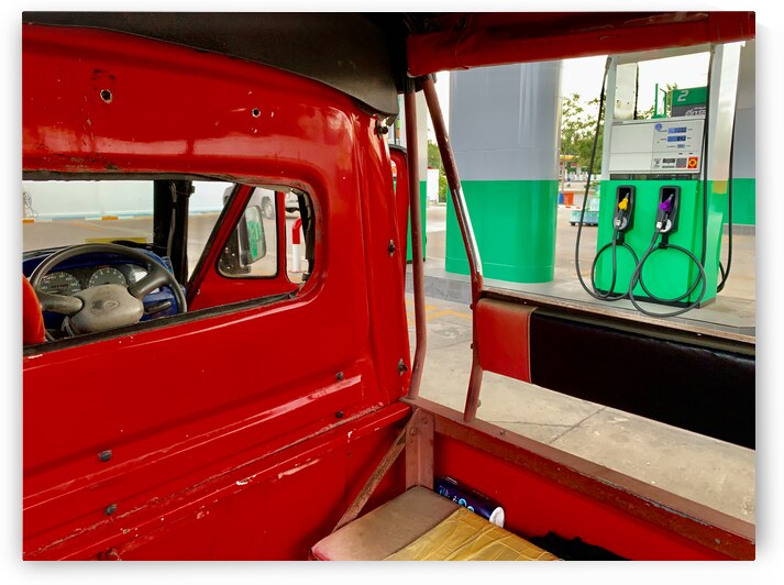 Red Truck at the Pump by Jimmy Roy Photos