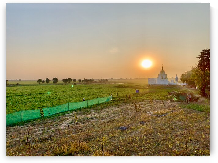 Sunset Over the Field by the Temple by Jimmy Roy Photos