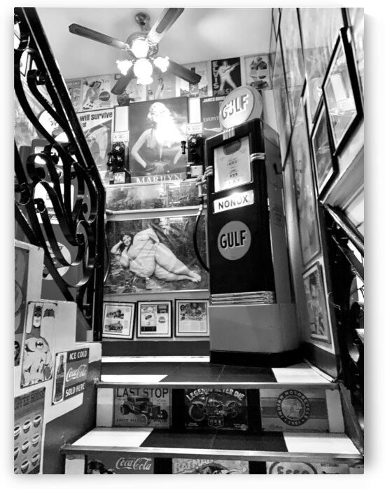 BW Vintage Gas Pumps Upstairs by Jimmy Roy Photos