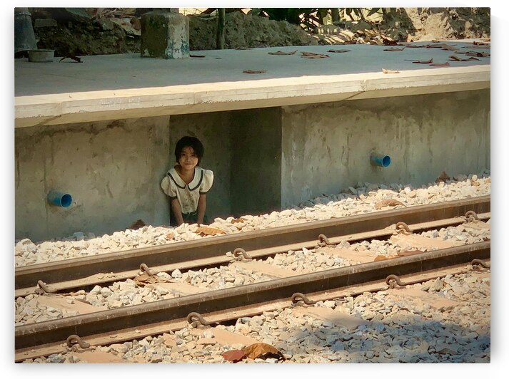 Little Girl Hiding from the Train by Jimmy Roy Photos