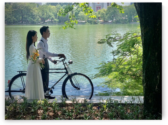Newlyweds by the Lake with a Bicycle by Jimmy Roy Photos