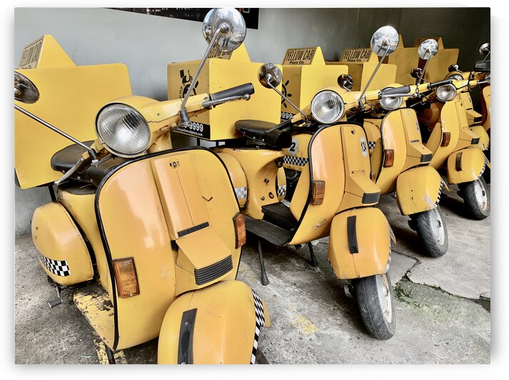 Yellow Motorbike Cabs by Jimmy Roy Photos