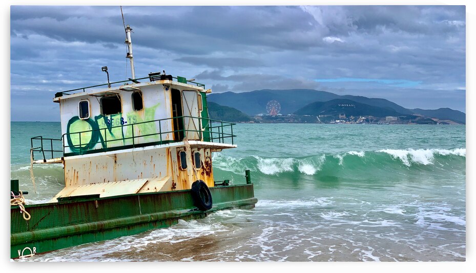 Green Boat on the Beach by Jimmy Roy Photos