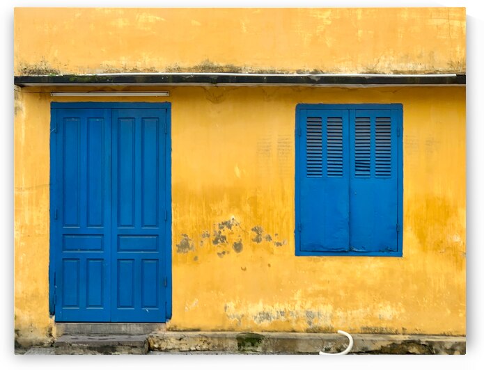 The Yellow House with Blue Windows and Door by Jimmy Roy Photos