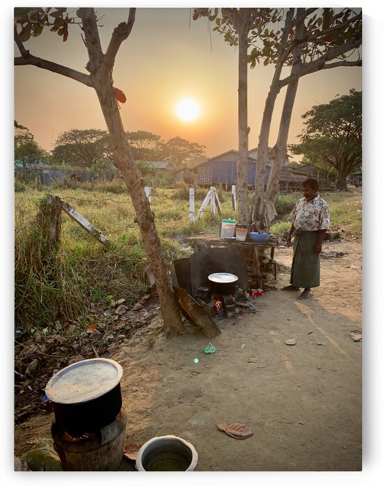 Cooking outside in Myanmar at Sunset by Jimmy Roy Photos