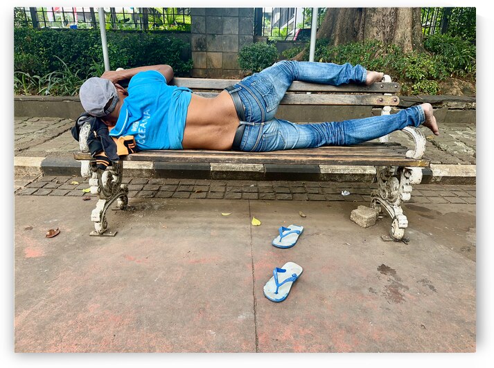 Napping on a Public Bench Jakarta by Jimmy Roy Photos