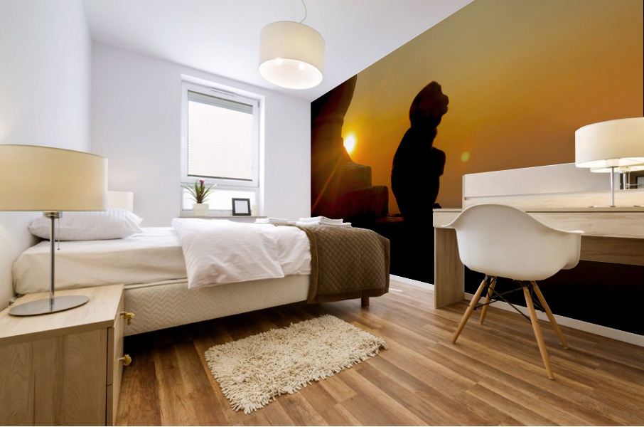 Enlightened Monkey at Sunset Mural print