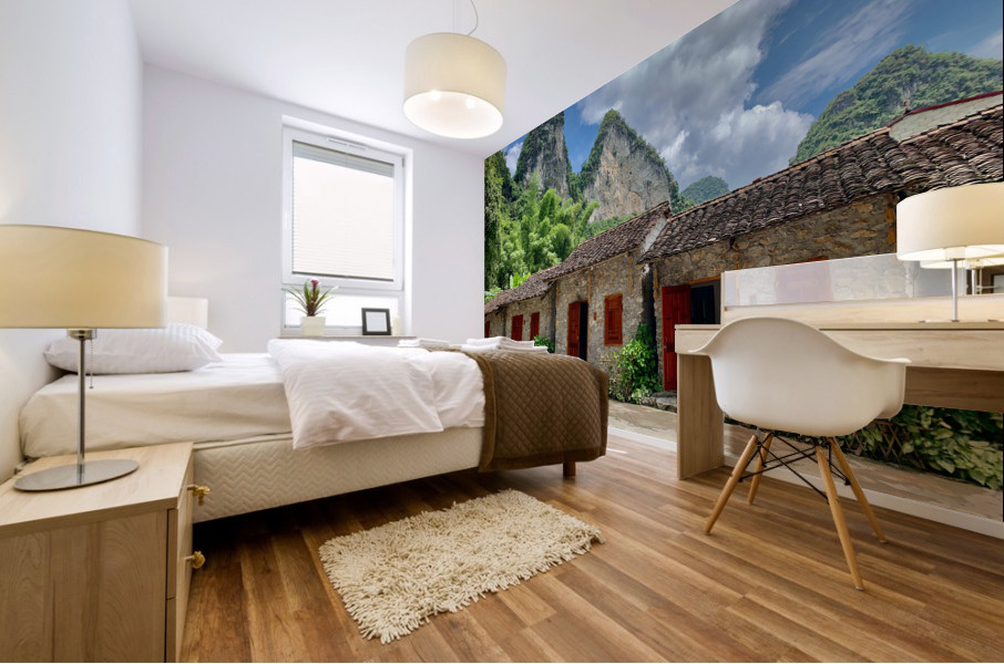 Stone Houses by the Mountain Mural print