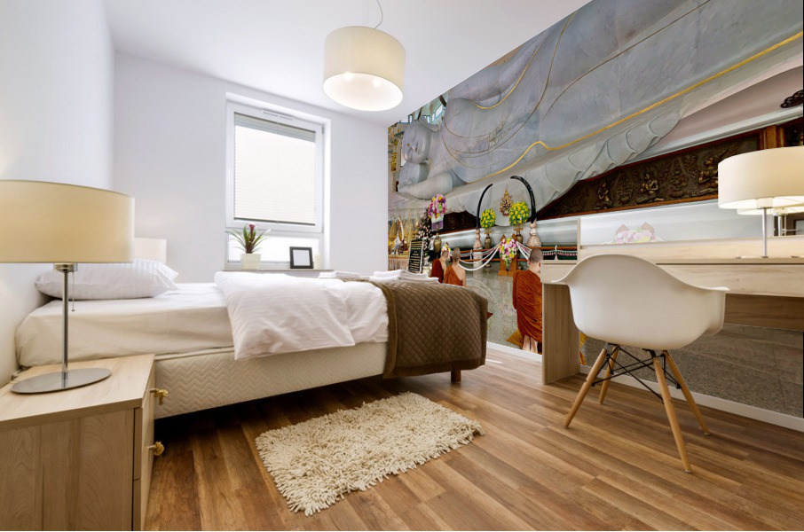 Praying White Buddha Mural print