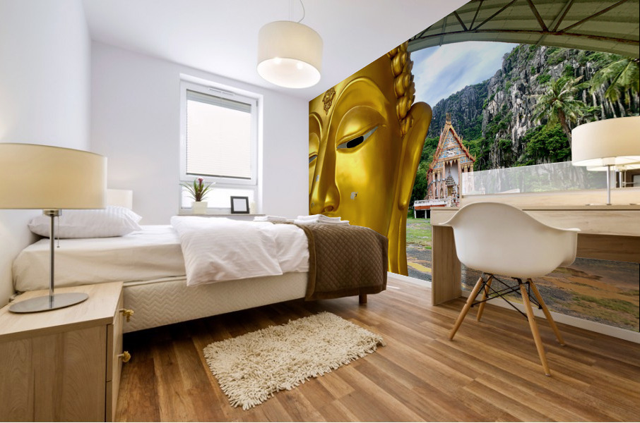 The Temple Behind Buddha Mural print