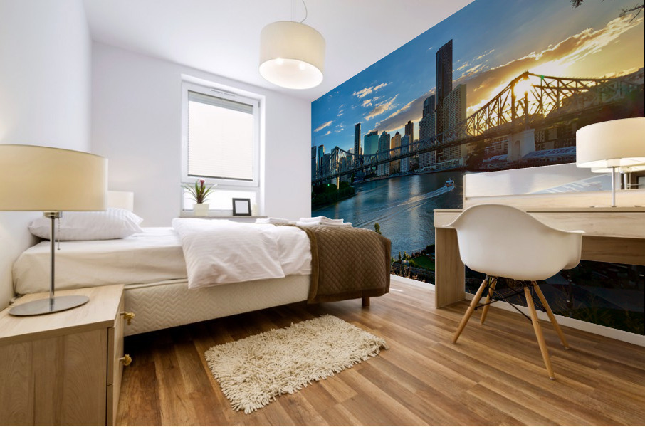 Brisbane Bridge at Sunset Mural print