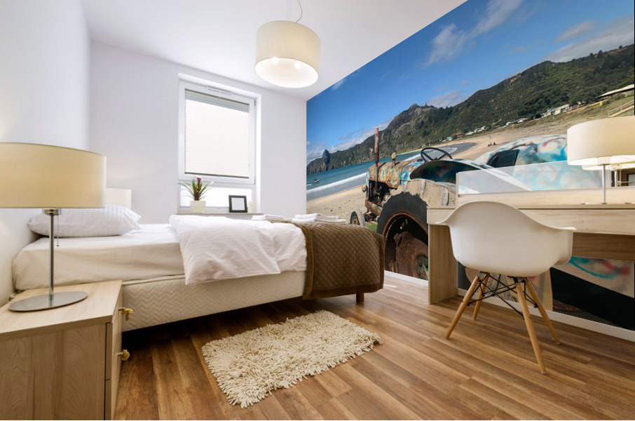 Colorful Tractor on the Beach Mural print
