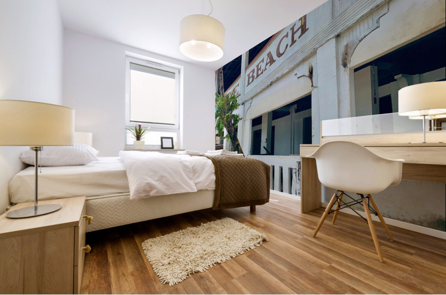 White Beach Building Mural print
